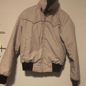 Comfy USA Men's Beige Puffer Jacket with Black Trim